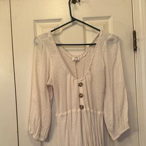 Umgee Cream Midi Dress with Button Detail